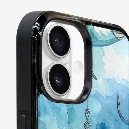 iPhone 16 Plus Case — Fishing Lure And Hook Pattern Seamless, Custom Made Phone Cover