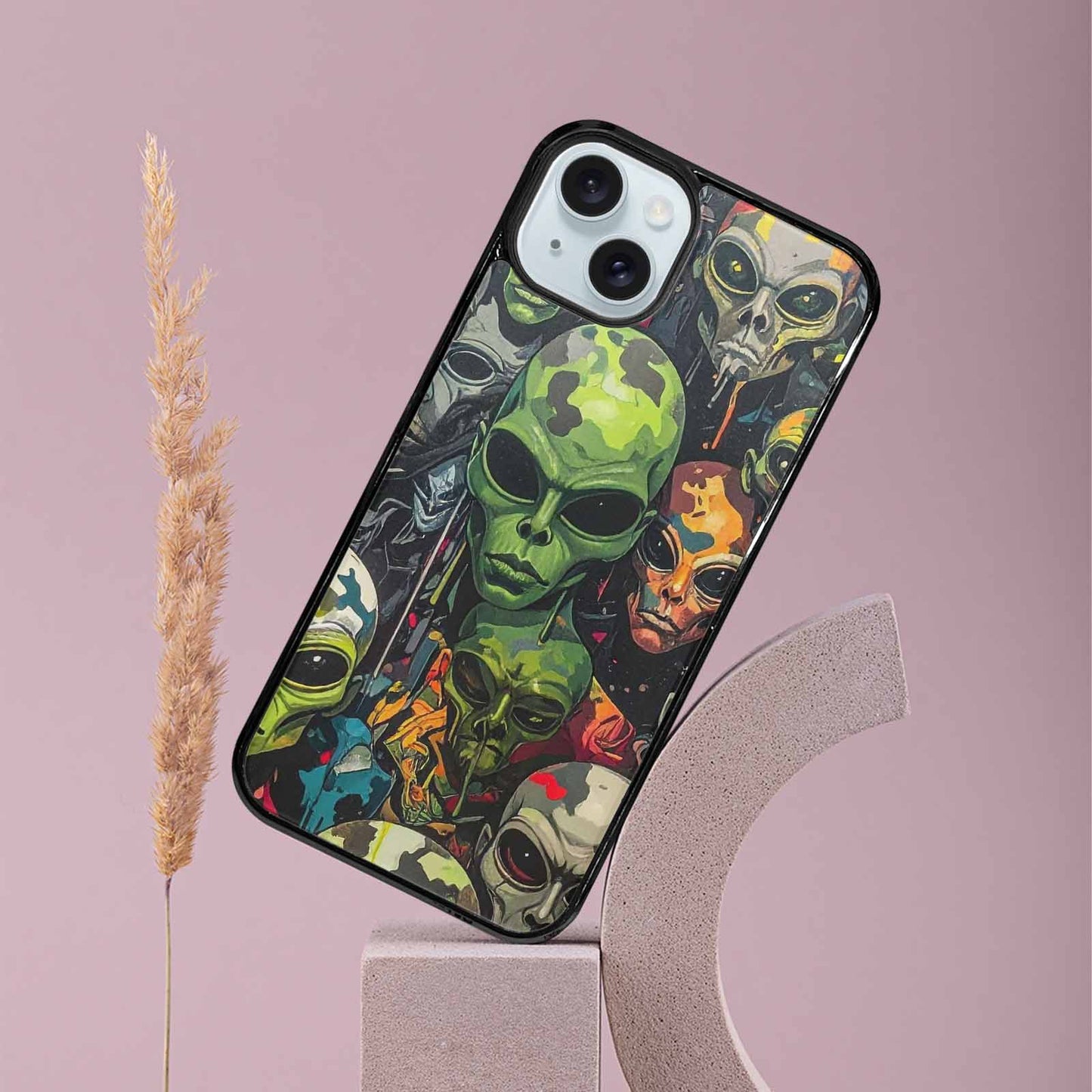 iPhone 15 Plus Case — Aliens Camo Aliens Pattern Hundreds Of, Custom Made Phone Cover