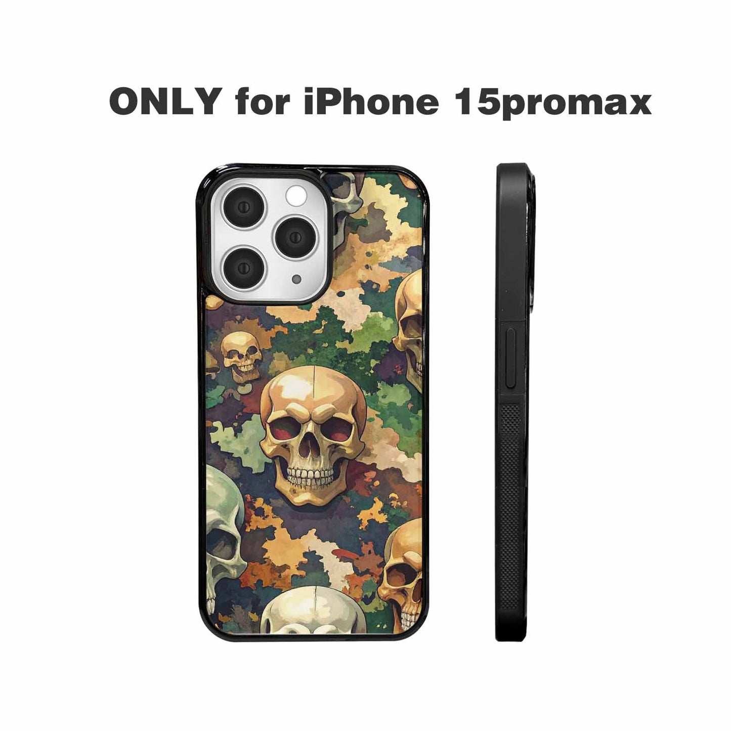 iPhone 15 Pro Max Case — Skulls Camoskulls Pattern Hu A0j, Custom Art Phone Cover