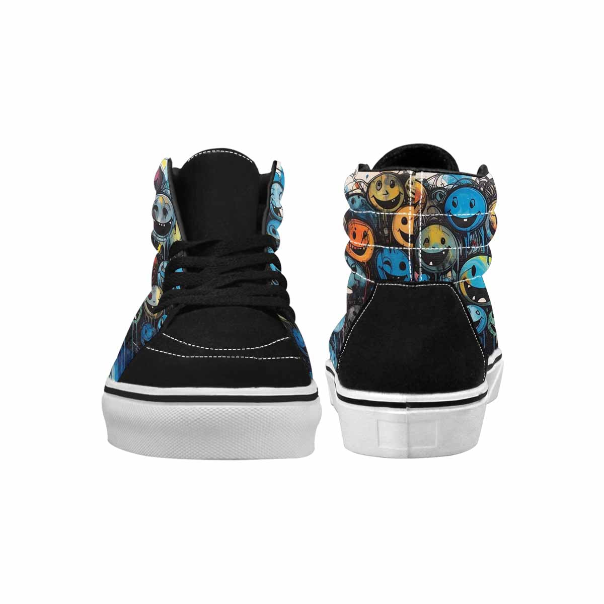 MEN'S Melting Moon Smiley High Top Canvas Wallpaper Art Sneakers
