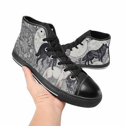 MEN'S Wolves Everywhere Collage High Top Canvas Surreal Sneakers
