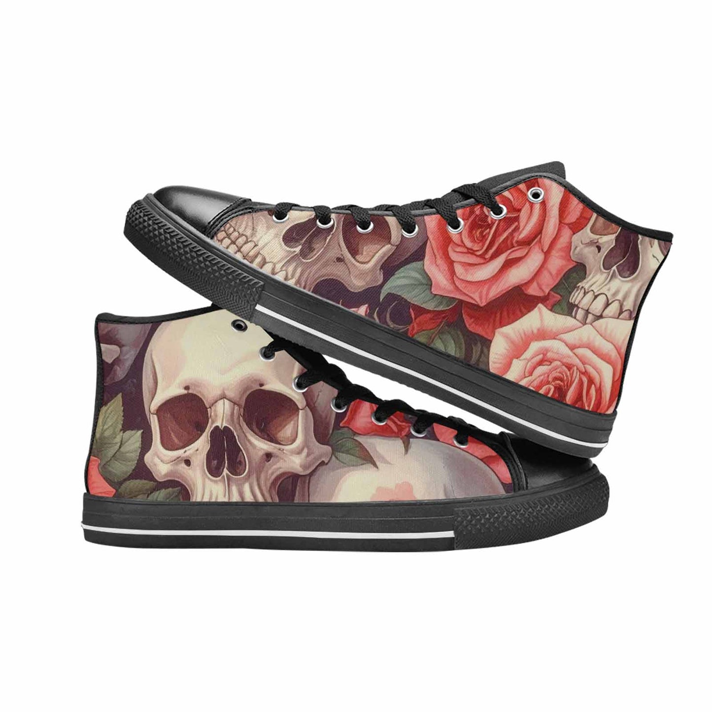 MEN'S Skulls Roses Soft Airbrush High Top Canvas Dark Academia Shoes