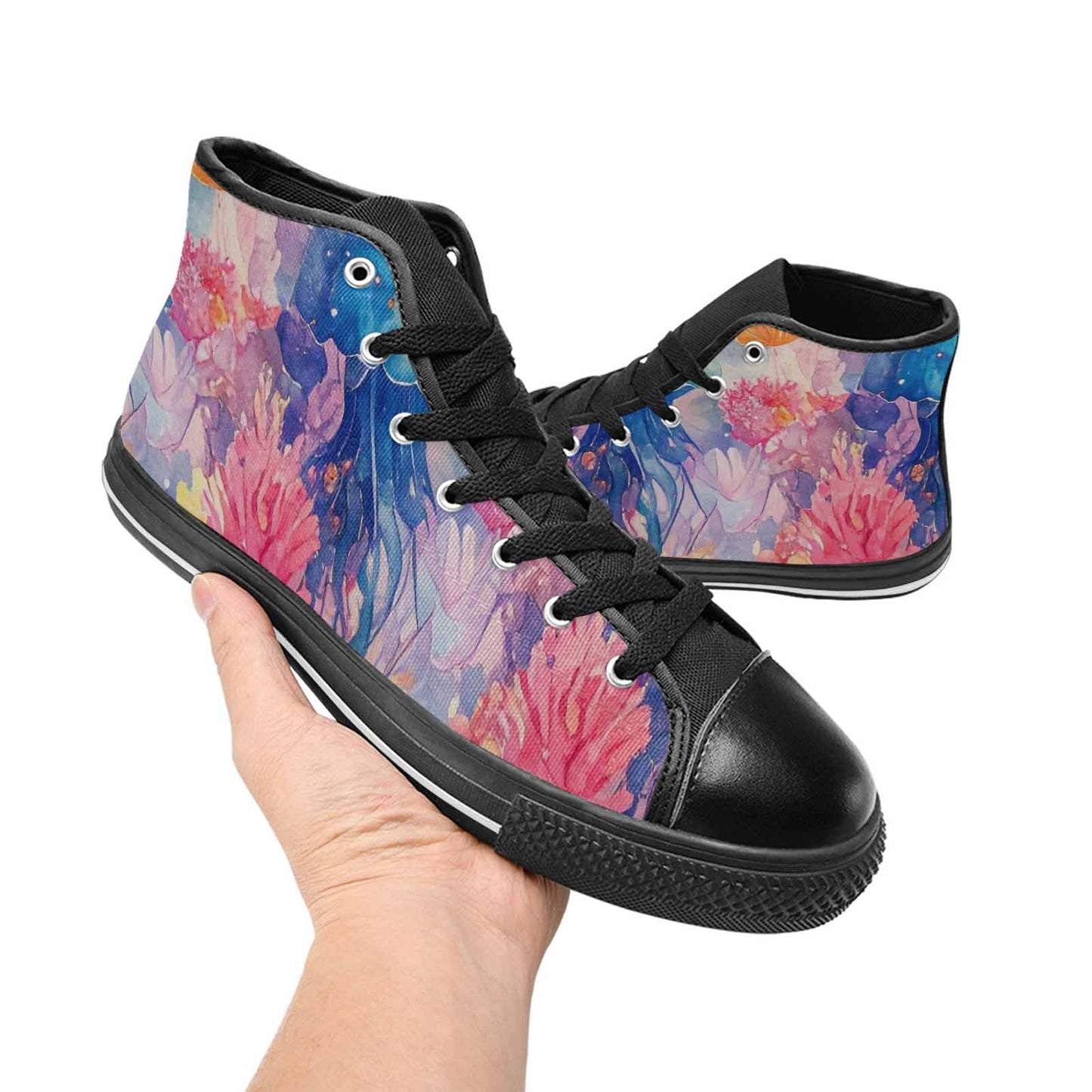 MEN'S Fish Scale Coral High Top Canvas Aesthetic Custom Shoes
