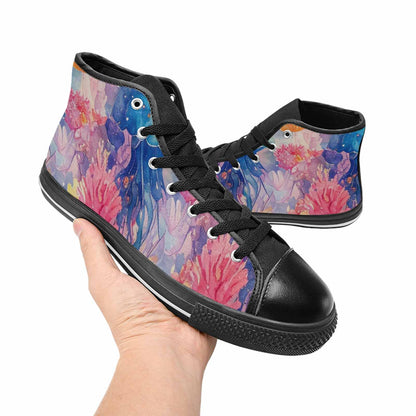 MEN'S Fish Scale Coral High Top Canvas Aesthetic Custom Shoes