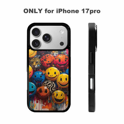 iPhone 17 Pro Case — Smiley Faces Pattern Hundreds Uy4 Original, Custom Print Case Cover