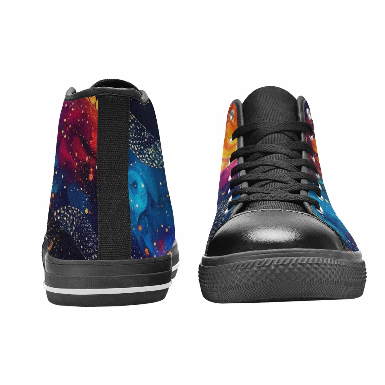 WOMEN'S Galaxy Snake Print High Top Canvas Wallpaper Art Custom Sneakers