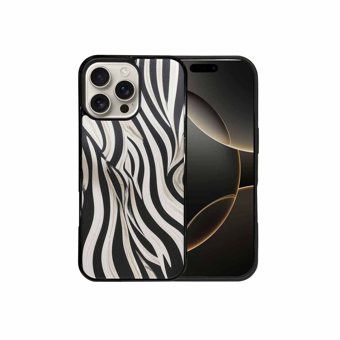 iPhone 16 Pro Max Case — Modern Zebra Stripe Print Crisp Black, Custom Art Phone Cover