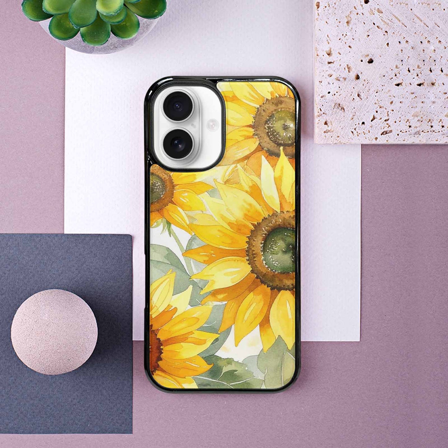 iPhone 16 Case — Sunflowers Watercolor, Personalized Phone Case