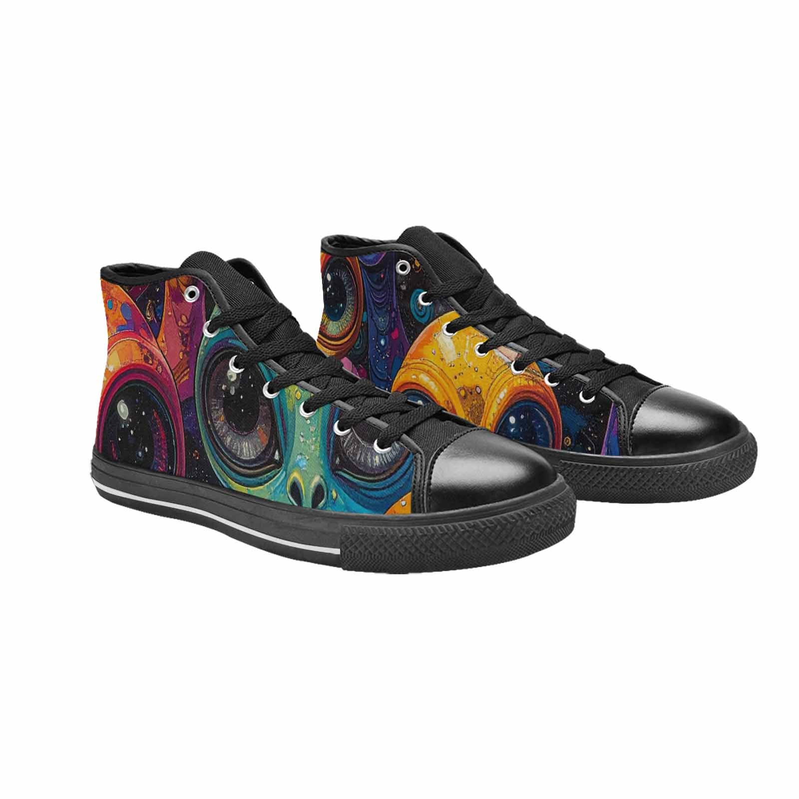 WOMEN'S Cartoon Alien Characters High Top Canvas Grunge Sneakers