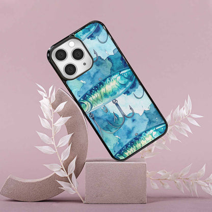 iPhone 15 Pro Max Case — Fishing Lure And Hook Pattern Seamless, Unique Phone Case Design