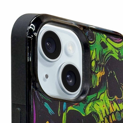 iPhone 15 Plus Case — Vibrant Camo 1000\'s Of Skeletons Neon, Custom Phone Case
