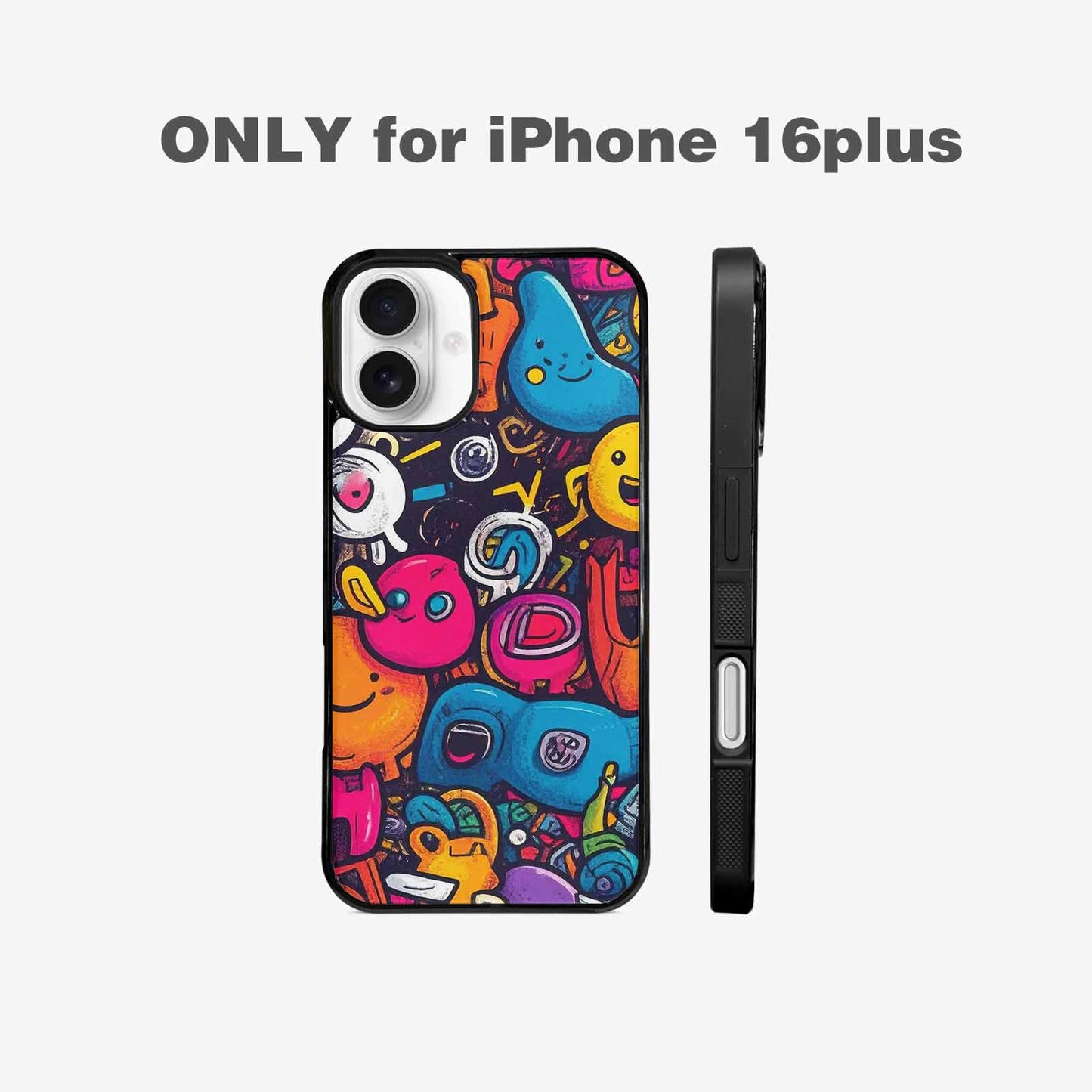 iPhone 16 Plus Case — Hand Drawn Icon Doodle Pattern Hundreds, Custom Art Phone Cover