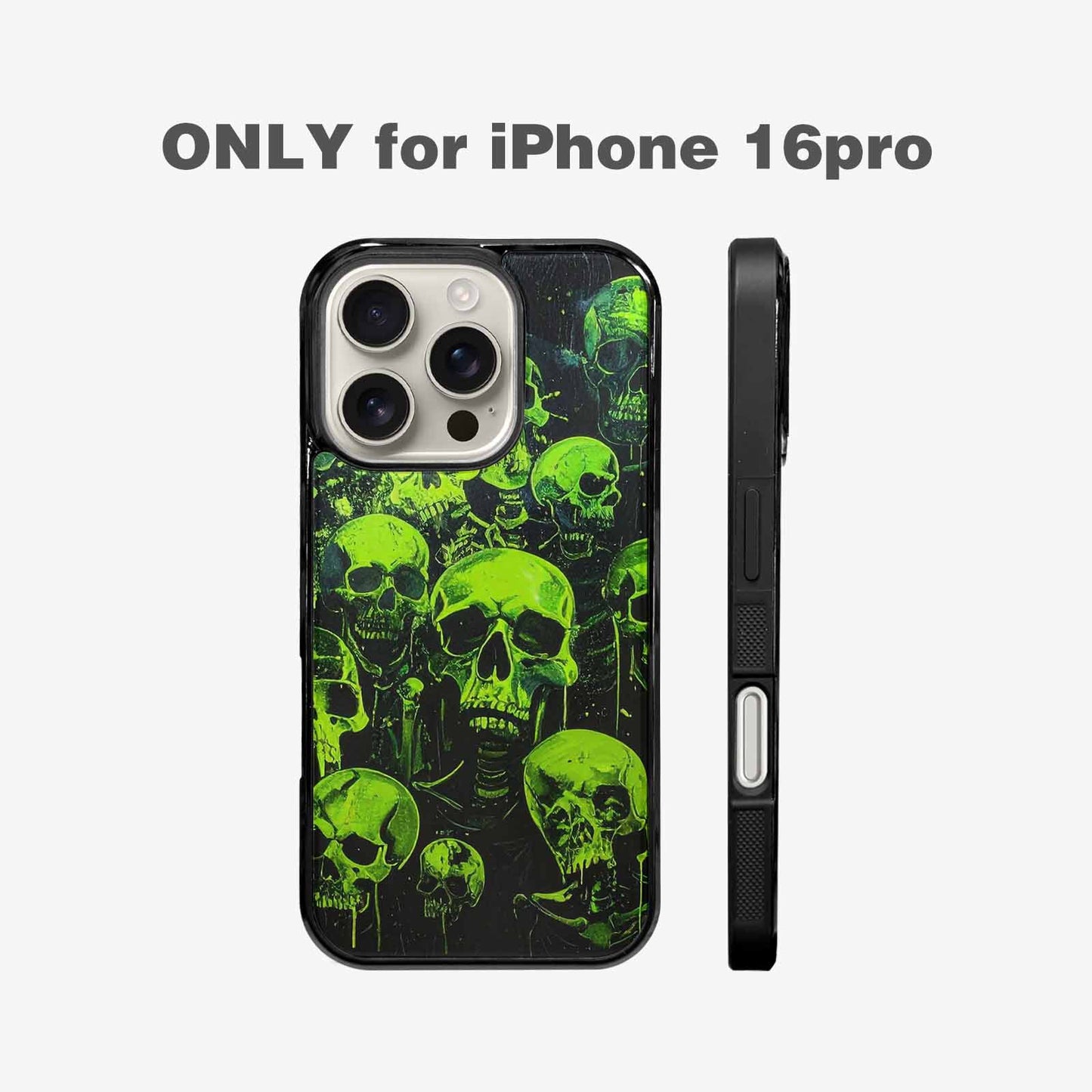 iPhone 16 Pro Case — Skeletons Neon Green Glowskele Ou7 Personalized, Original Design Phone Case