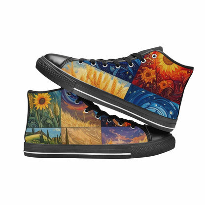 MEN'S Van Gogh-Style Swirl High Top Canvas Dark Academia Custom Shoes