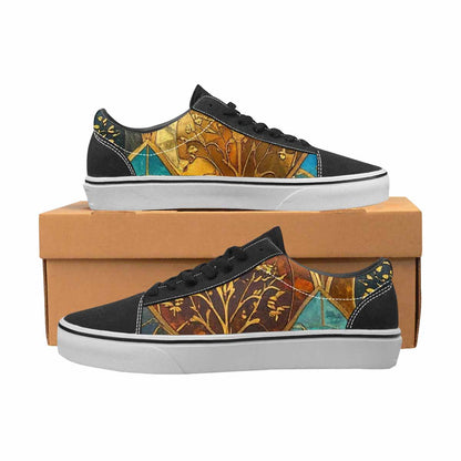 WOMEN'S Klimt-Style Gold Leaf Canvas Lace-Up Neon Fantasy Sneakers