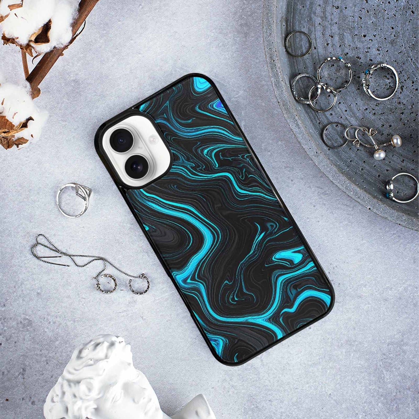 iPhone 16 Plus Case — Freaky Marble Glow, Custom Designed Case Cover