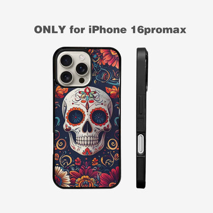 iPhone 16 Pro Max Case — Day Dead Sugar Skull Art 100s, Custom Printed Phone Case