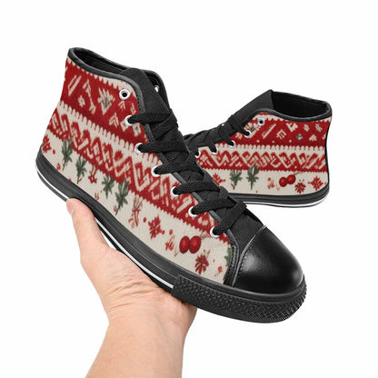 MEN'S Christmas Holly Snowflake High Top Canvas Neon Fantasy Shoes