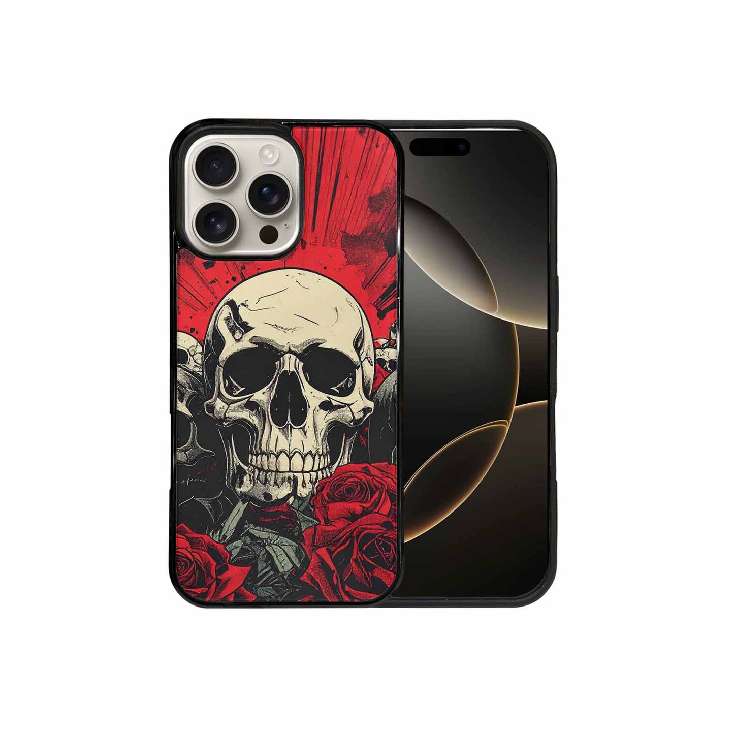 iPhone 16 Pro Max Case — Skull Dark Art Gothic Print, Custom Printed Phone Case
