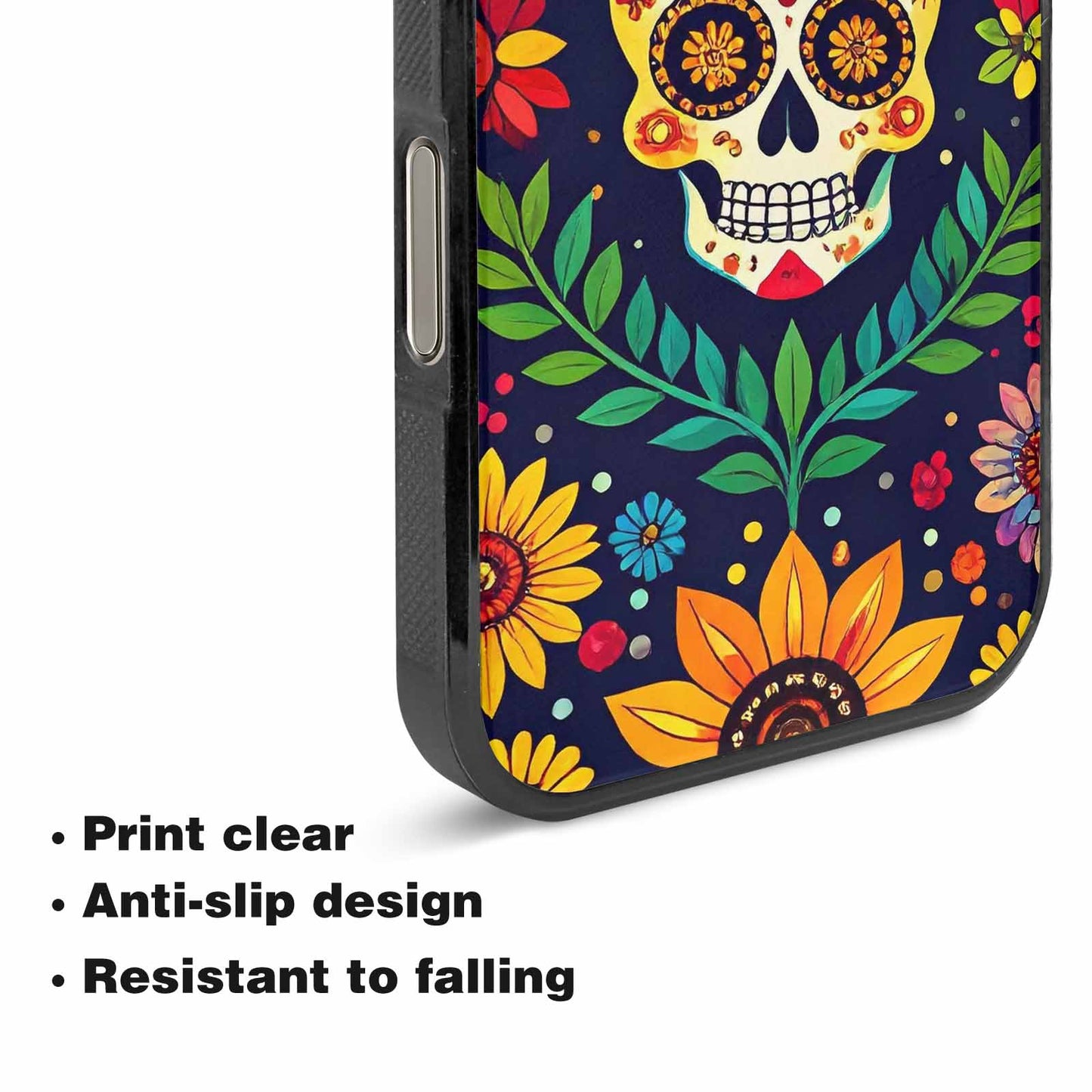 iPhone 16 Pro Max Case — Sunflowers And Skulls, Unique Phone Case Design