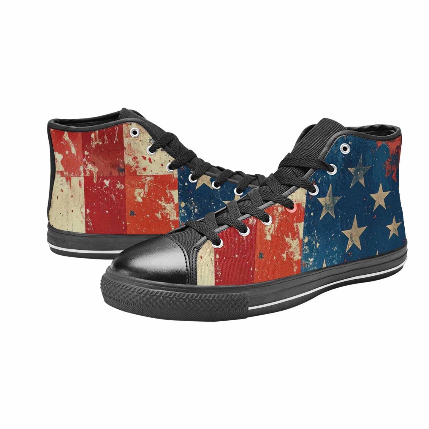 MEN'S American Flag Stars High Top Canvas Dark Academia Custom Shoes