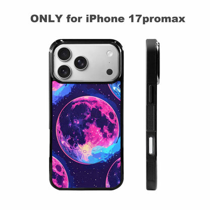 iPhone 17 Pro Max Case — Neon Winter Moon Cartoon Cute, Custom Print Case Cover