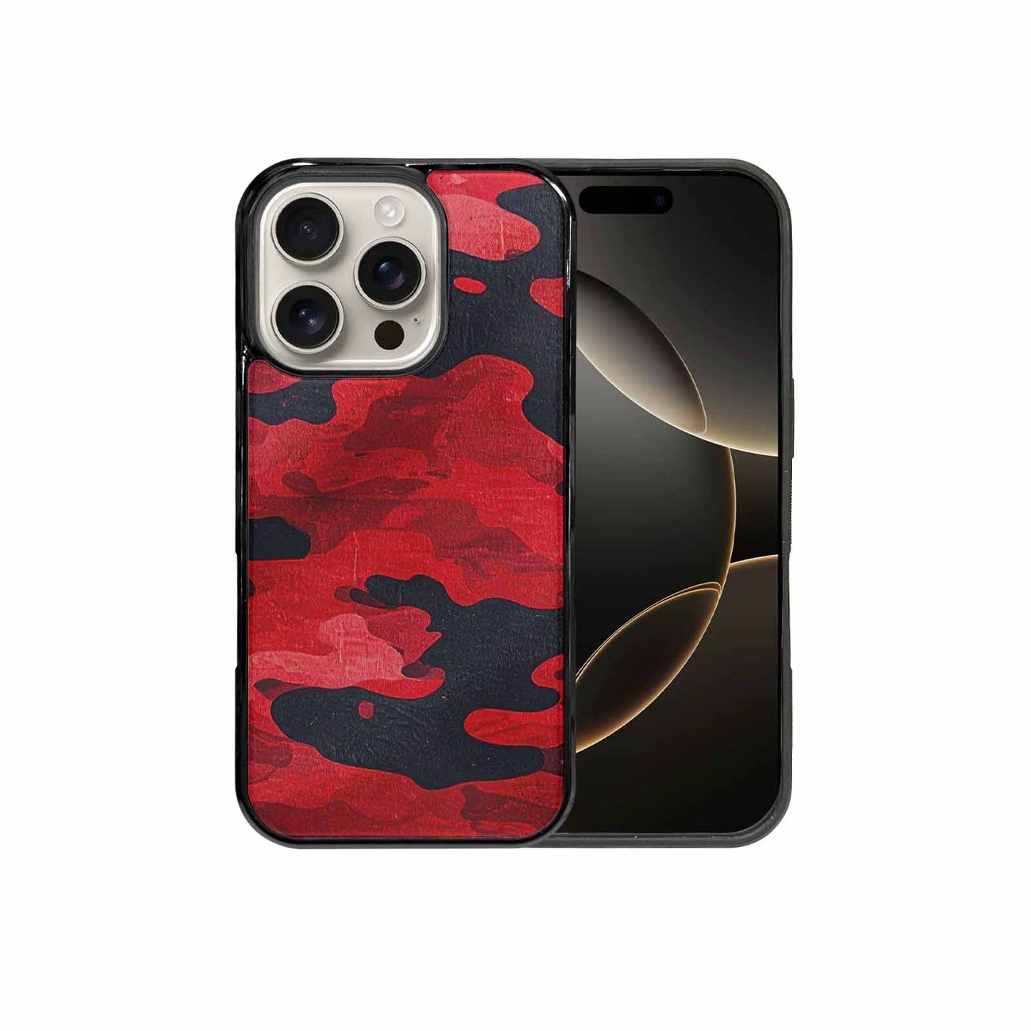 iPhone 16 Pro Case — Tactical Camo Red Black, Custom Phone Case