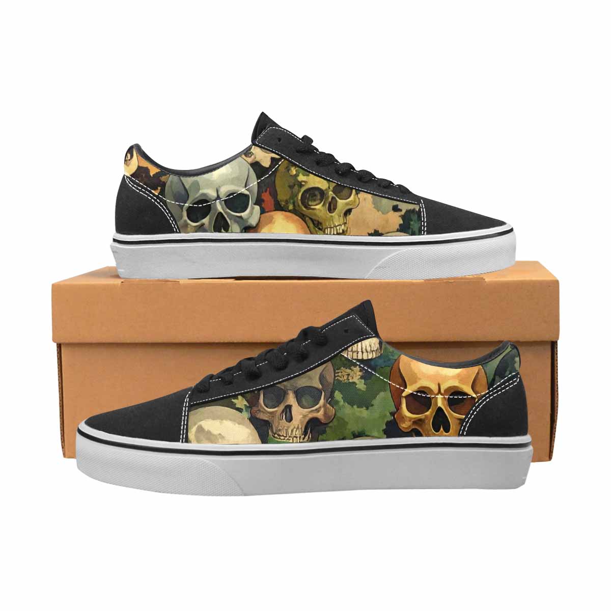 WOMEN'S Skulls  Camo Skulls Lace-Up Canvas Surreal Shoes