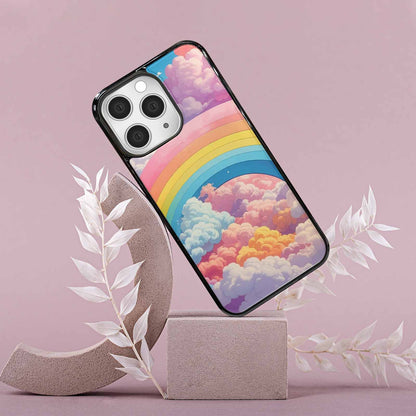 iPhone 15 Pro Max Case — Cloud And Rainbow Burst Pattern Hundreds, Customized Protective Case