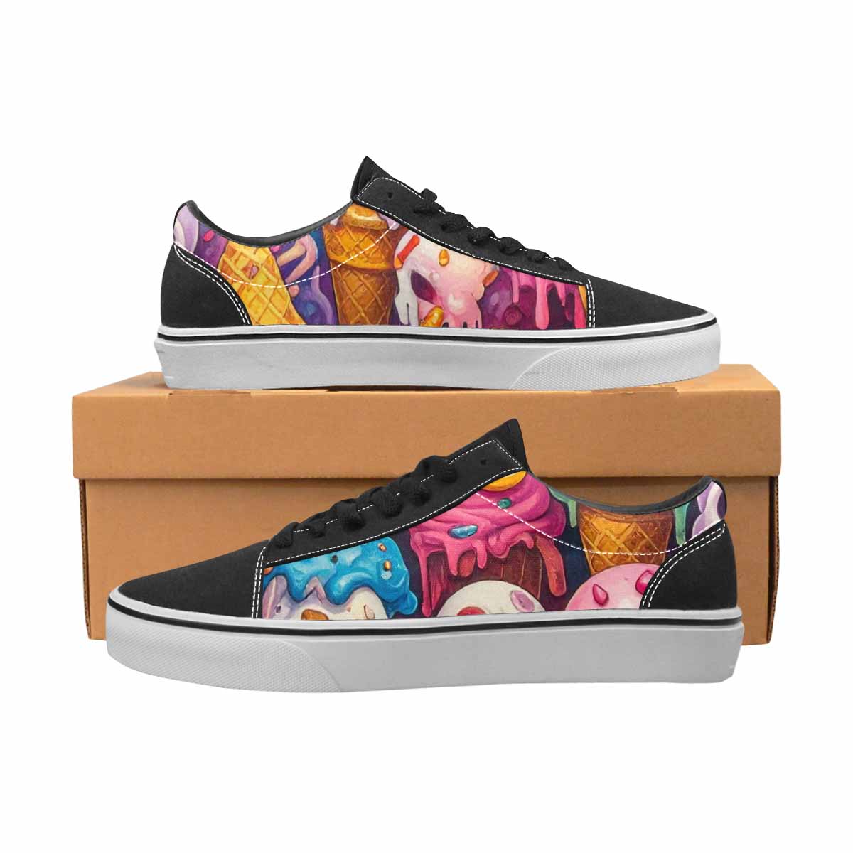 WOMEN'S Ice Cream Monsters  Lace-Up Canvas Surreal Shoes