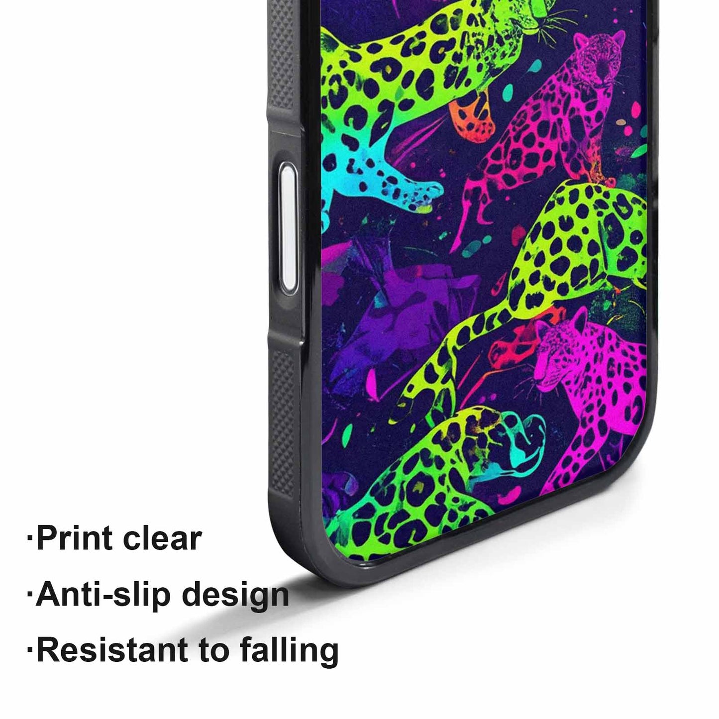 iPhone 17 Pro Max Case — Leopard Print Neon Seamless Animal Print, Custom Printed Phone Case