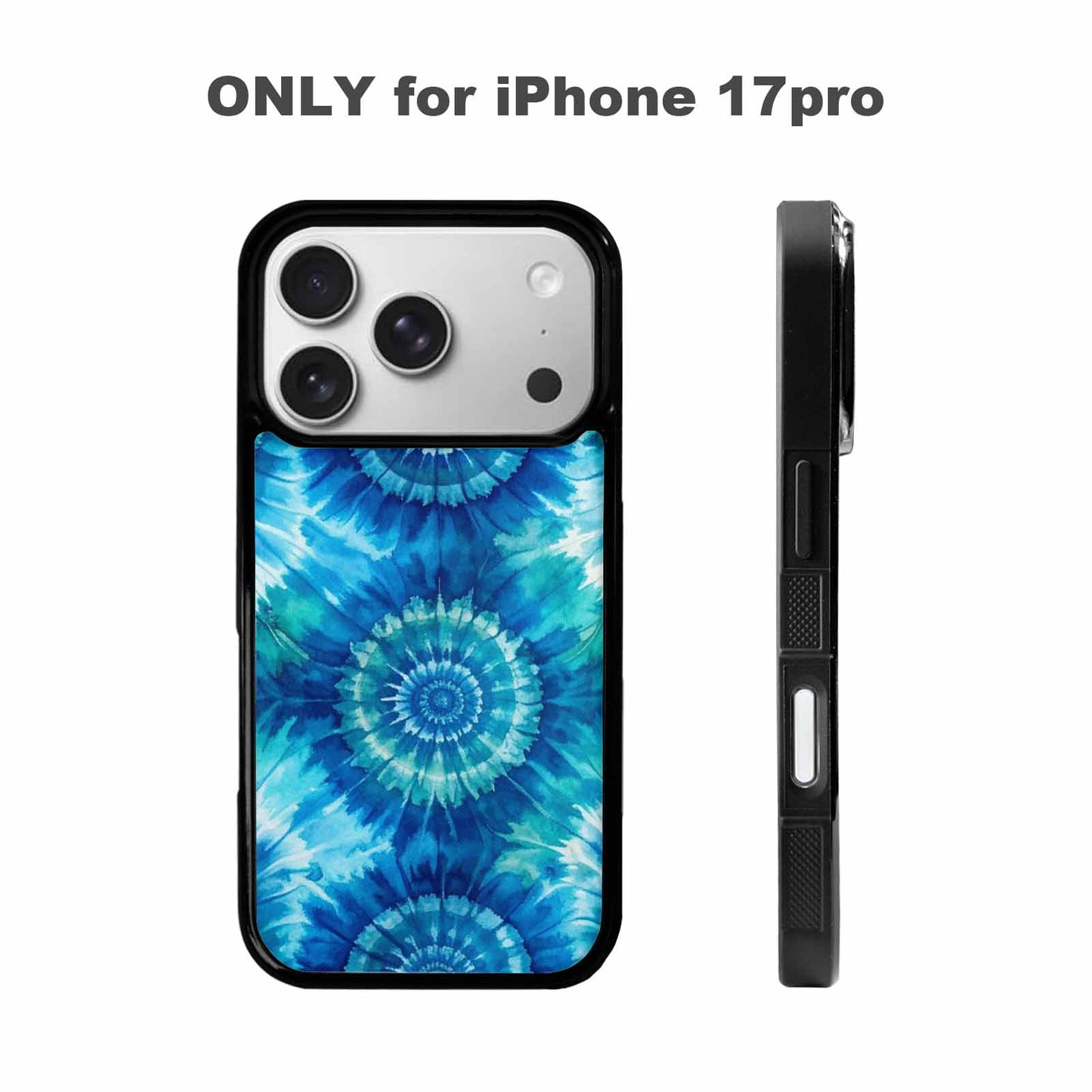 iPhone 17 Pro Case — Tie Dye Ocean Blues Blended Tie, Custom Made Phone Cover