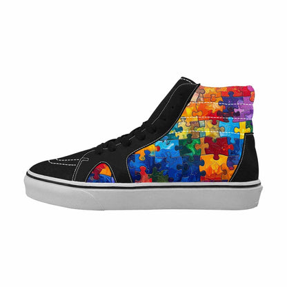 MEN'S Autism Puzzle Pieces High Top Canvas Wallpaper Art Custom Sneakers