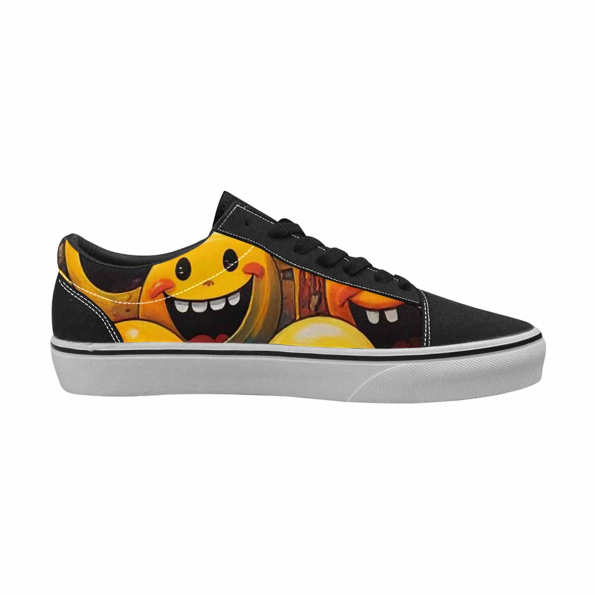 WOMEN'S Melting Moon Smiley — Lace-Up Canvas Melting Art Custom Sneakers