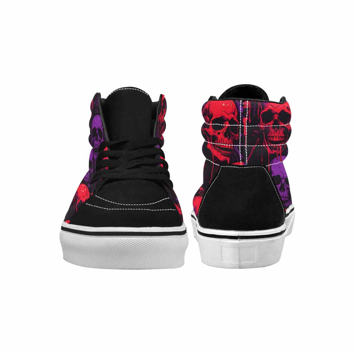 MEN'S Red + Purple Skeletons High Top Canvas Surreal Custom Shoes
