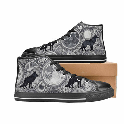 WOMEN'S Wolves Everywhere Collage High Top Canvas Dark Academia Custom Sneakers