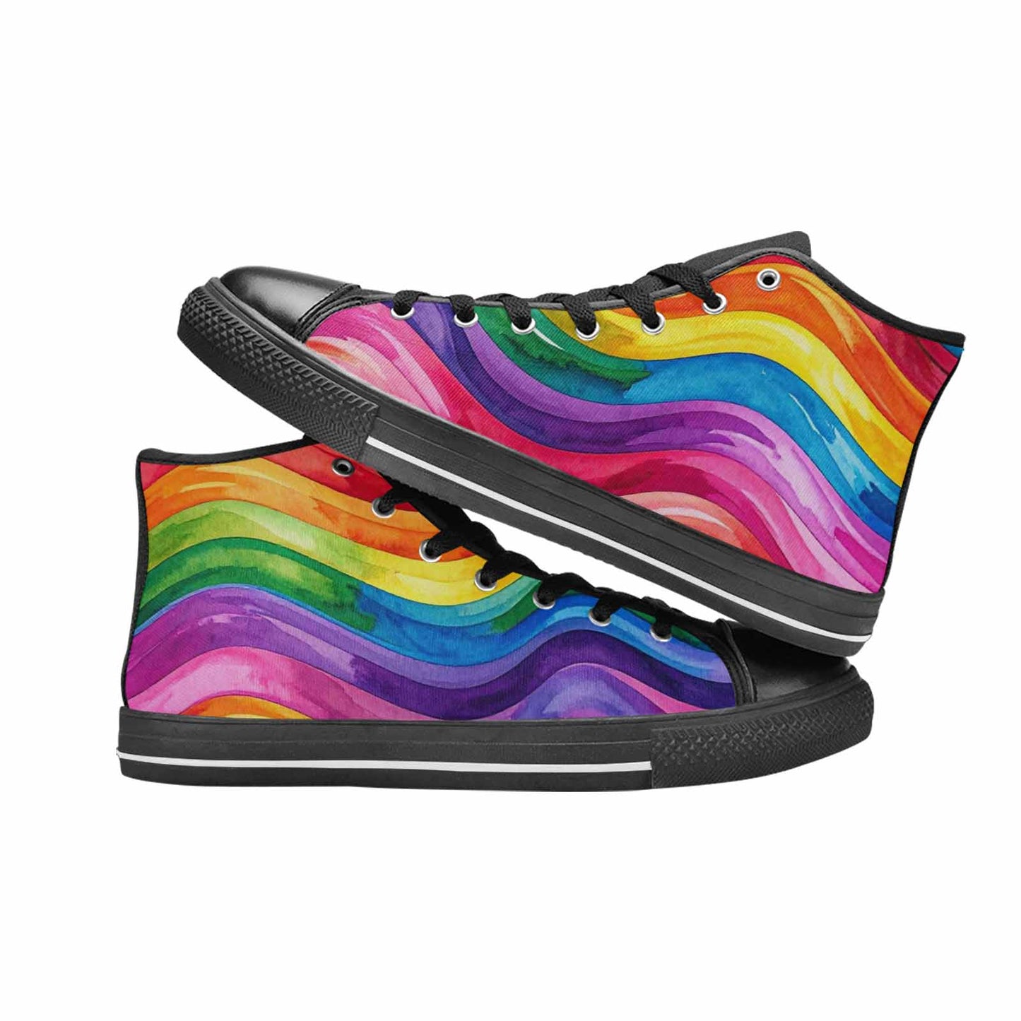 MEN'S Rainbow Pride Flag High Top Canvas Grunge Sneakers