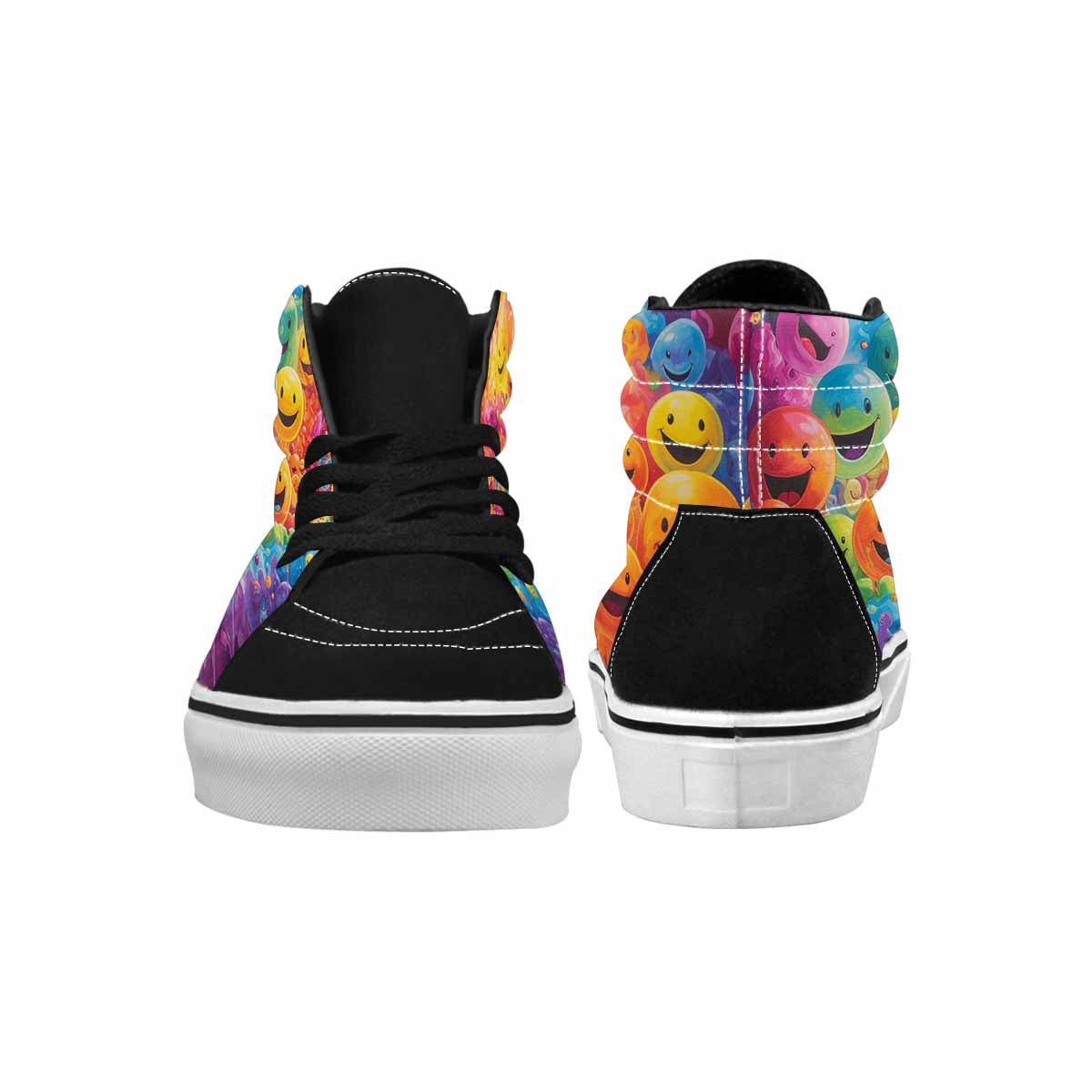 MEN'S Smiley Facessmiley Faces  High Top Canvas Vibrant Chaos Sneakers