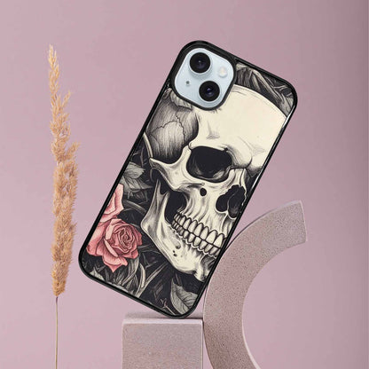 iPhone 15 Plus Case — 20 Skulls Overlapping Seamless Tileable Pattern, Custom Printed Phone Case