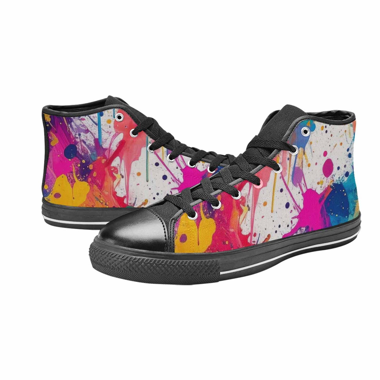 MEN'S Paint Splatter High Top Canvas Cottagecore Custom Sneakers