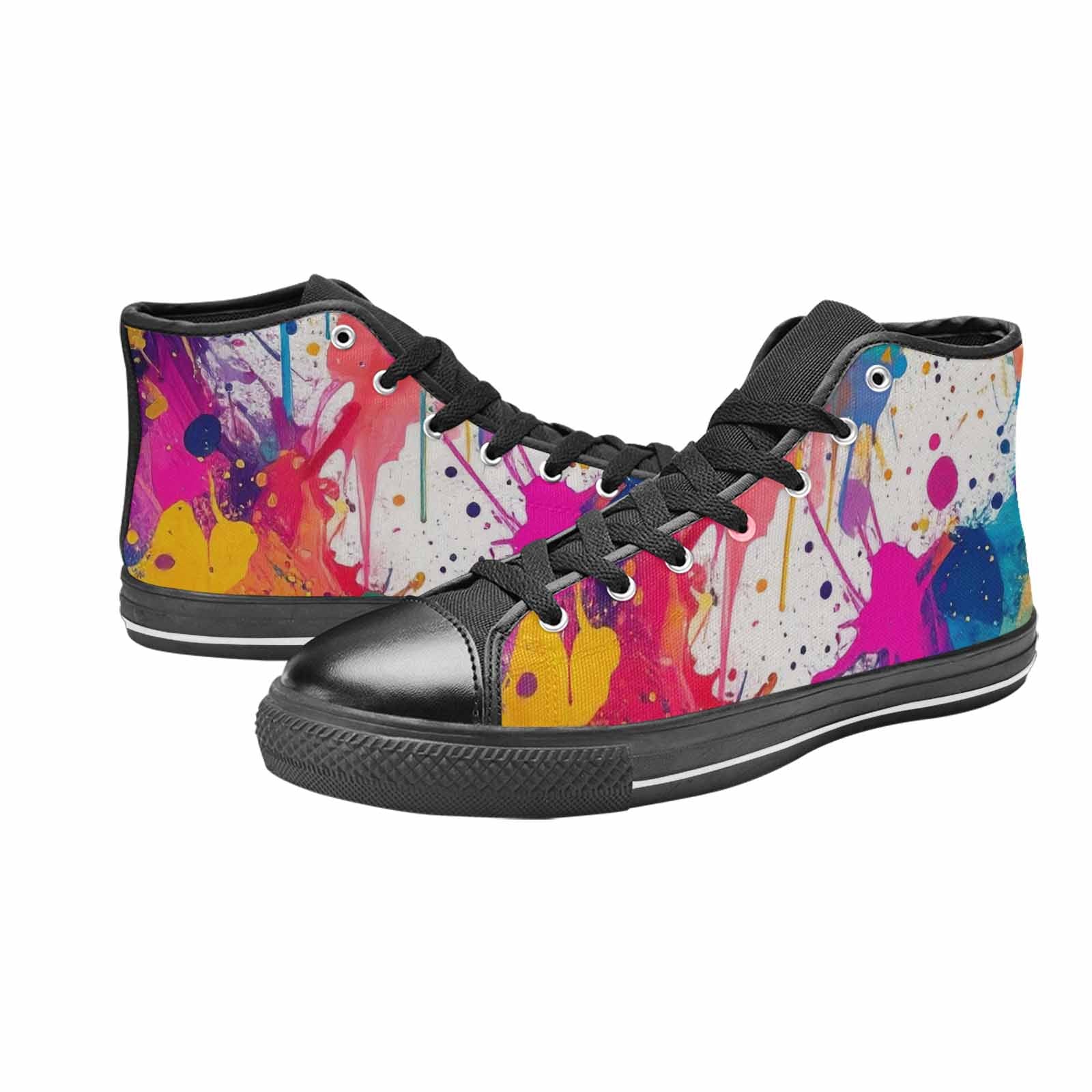 MEN'S Paint Splatter High Top Canvas Cottagecore Custom Sneakers