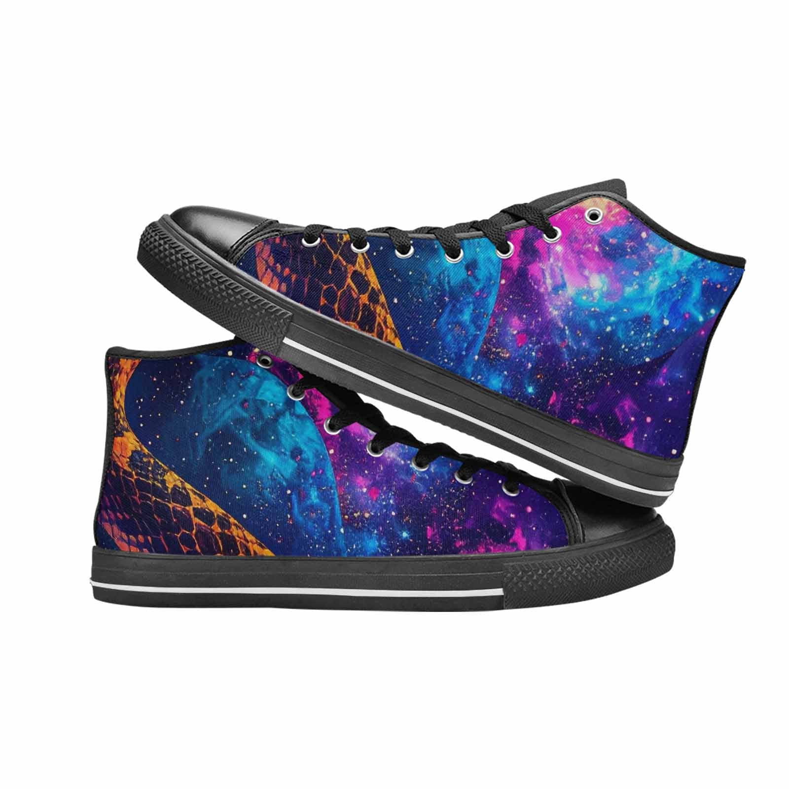 WOMEN'S Galaxy Snake Print High Top Canvas Surreal Sneakers