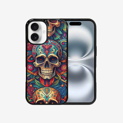 iPhone 16 Case — Sacred Geometry Lots Of Skulls Seamless, Custom Art Phone Cover