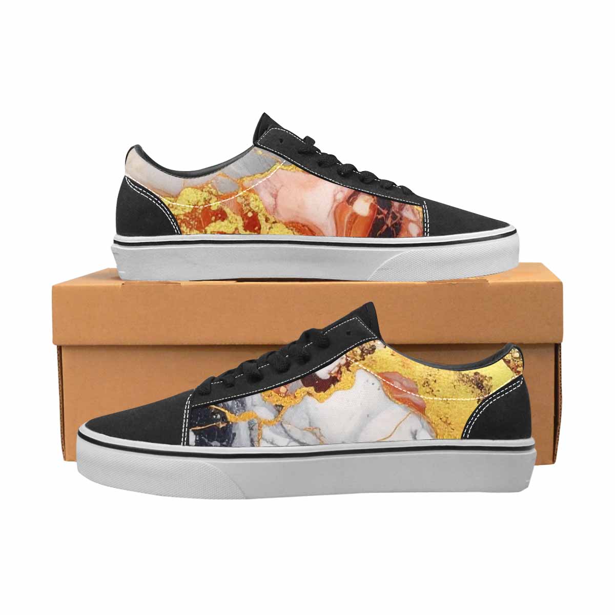 WOMEN'S Marble Vein Lace-Up Canvas Vibrant Chaos Sneakers