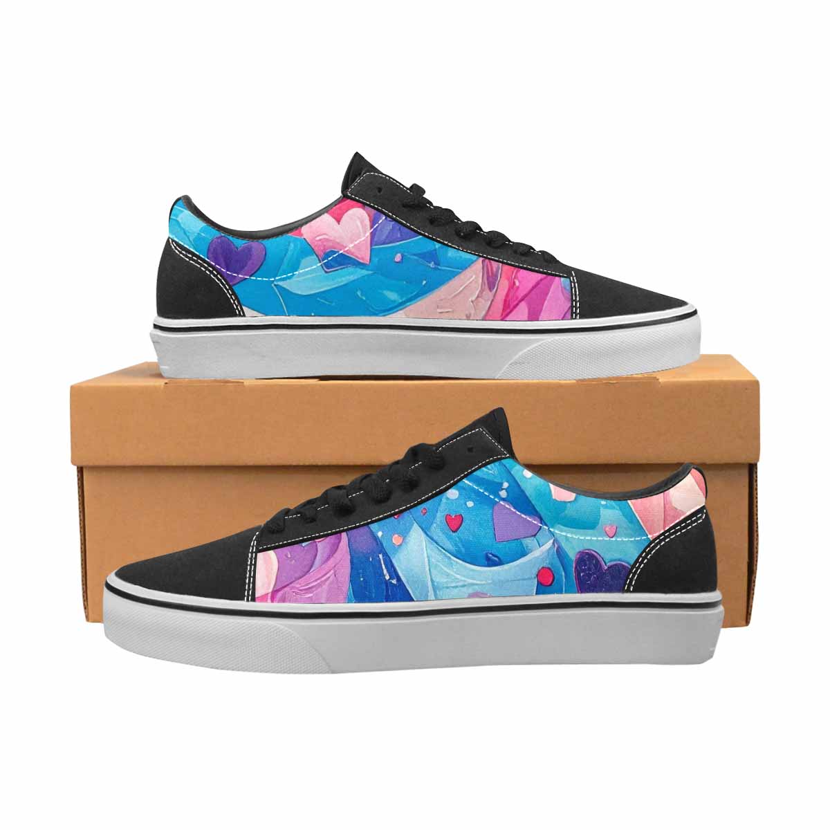 WOMEN'S Transgender Pride Flag Lace-Up Canvas Vibrant Chaos Custom Sneakers