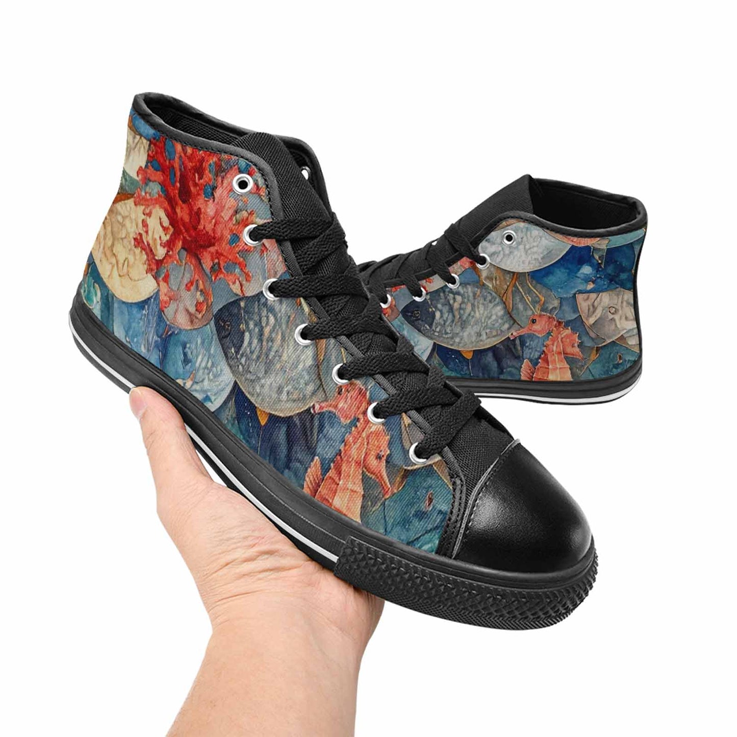 WOMEN'S Fish Scale Coral High Top Canvas Aesthetic Shoes