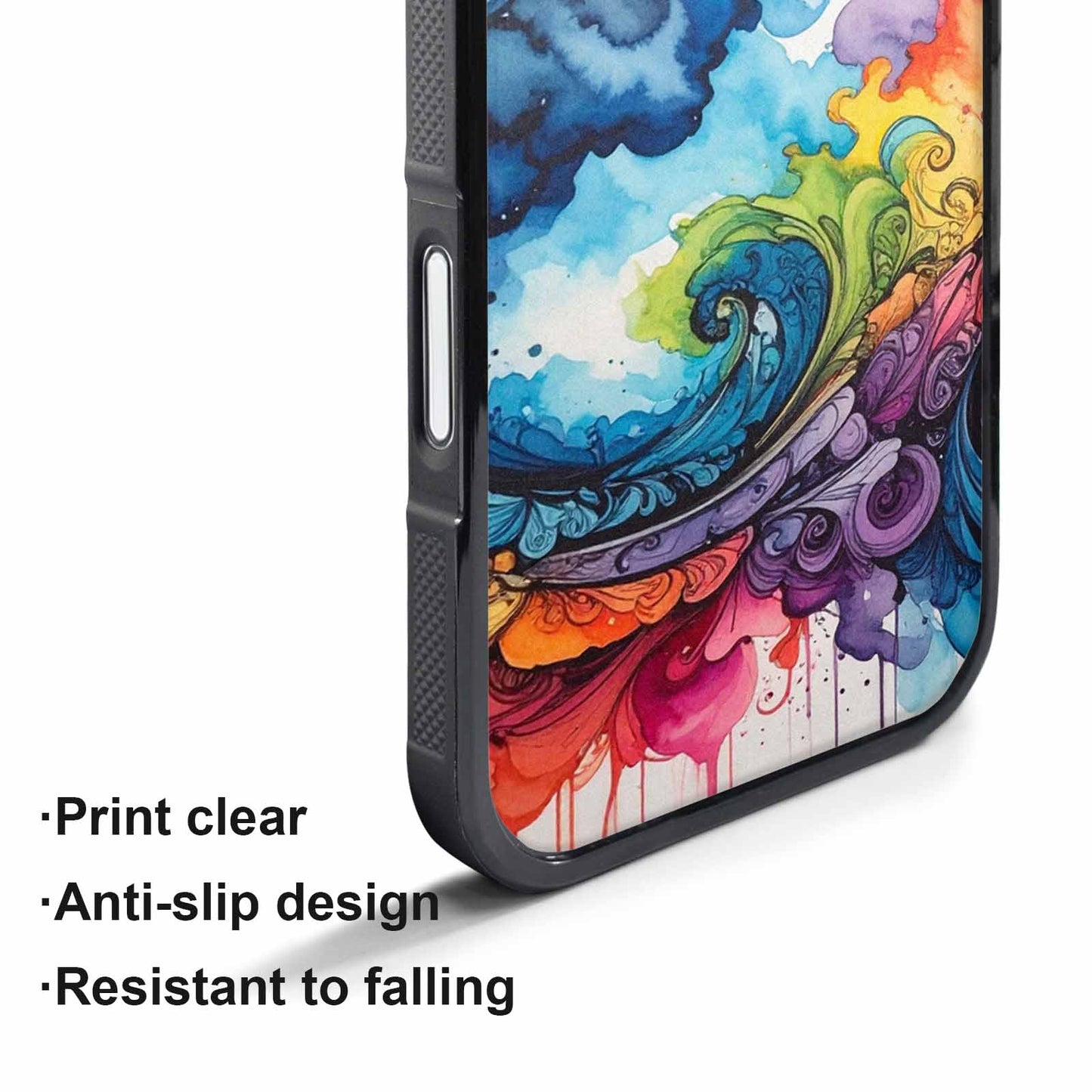 iPhone 17 Air Case — Tie Dye Swirls Black Blue Tie, Custom Printed Phone Case