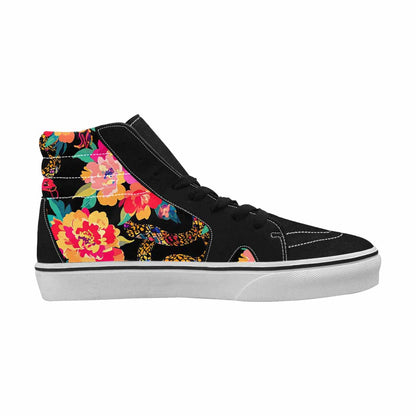 WOMEN'S Floral Snake Print High Top Canvas Dark Academia Custom Sneakers