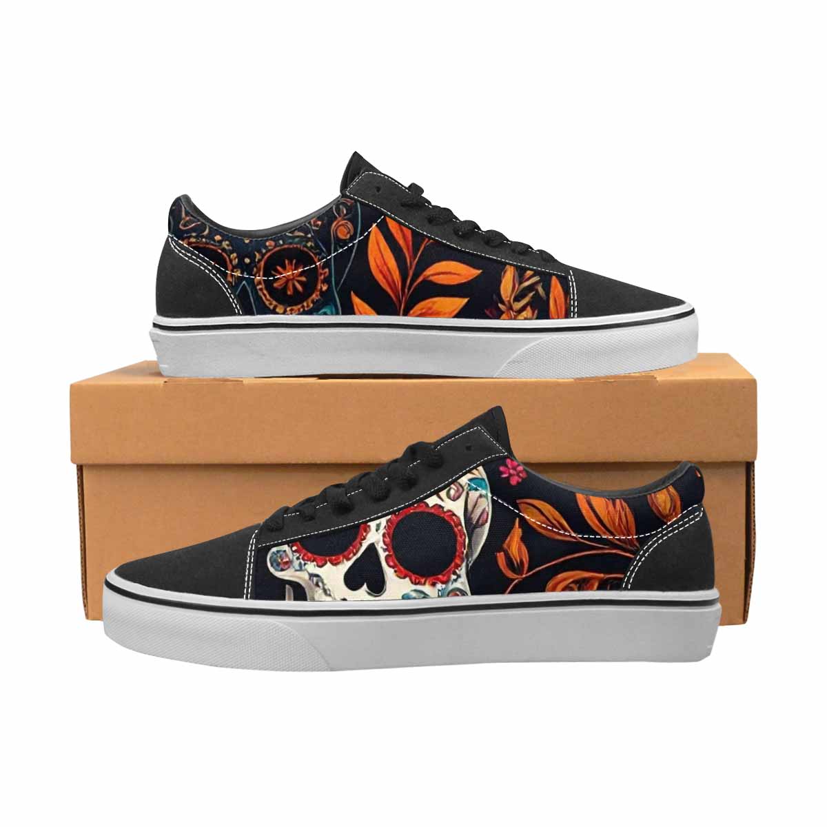 MEN'S Dia De Los Muertos Sugar Skull Canvas Lace-Up Y2K Custom Sneakers