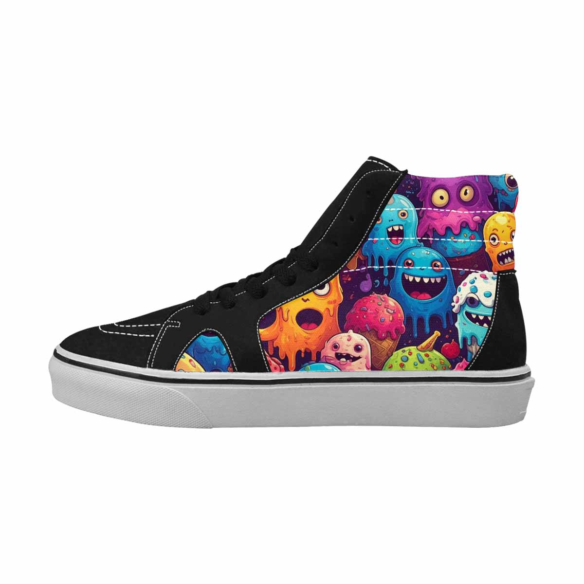 MEN'S Melting Ice Cream Monster High Top Canvas Cottagecore Custom Sneakers